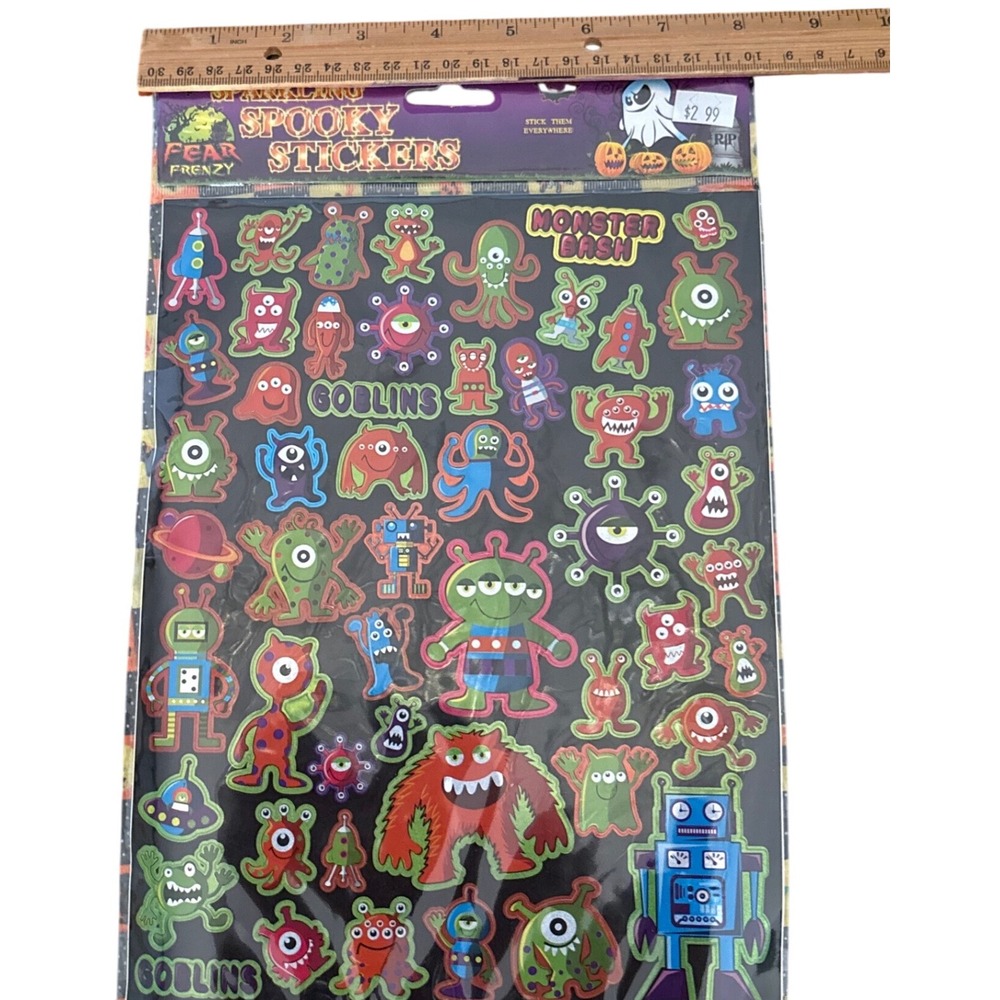 Spooky Stickers Fear Frenzy‎ Goblins Monster Bash Halloween Decorations Shiny